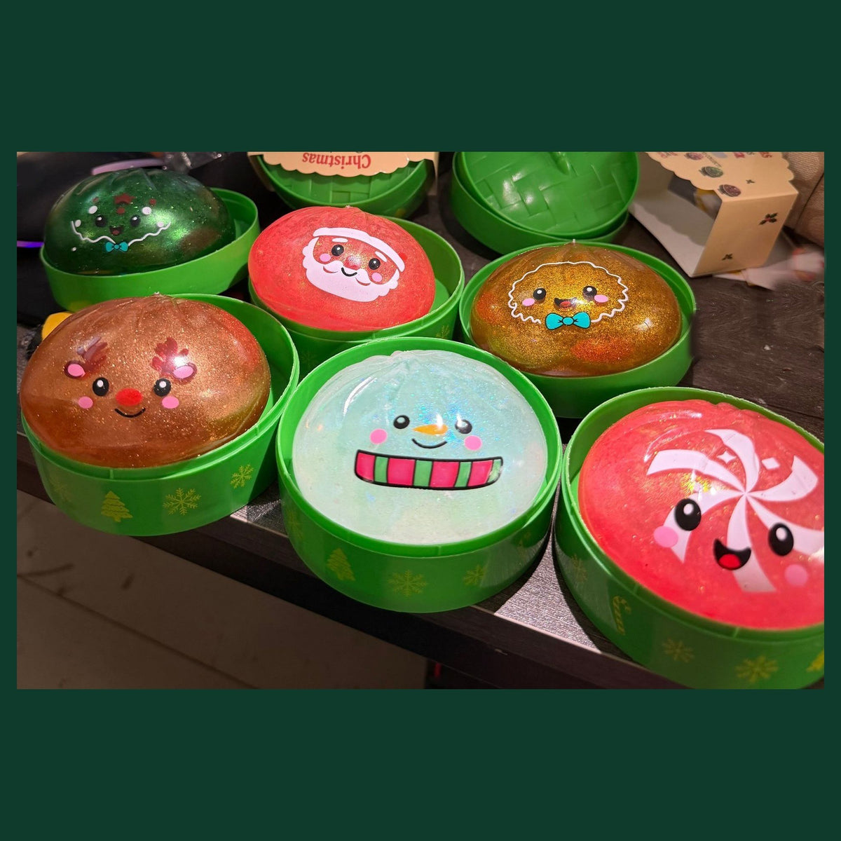 Real photo of all six Holiday Bao designs sitting in their green cups