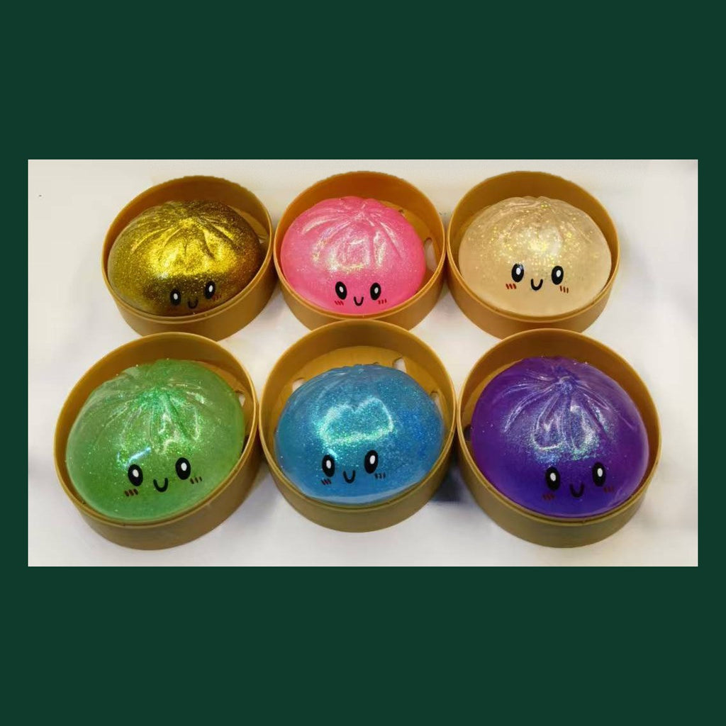 Real supplier photo of all six large Sparkle Bao colours in their steamer cups